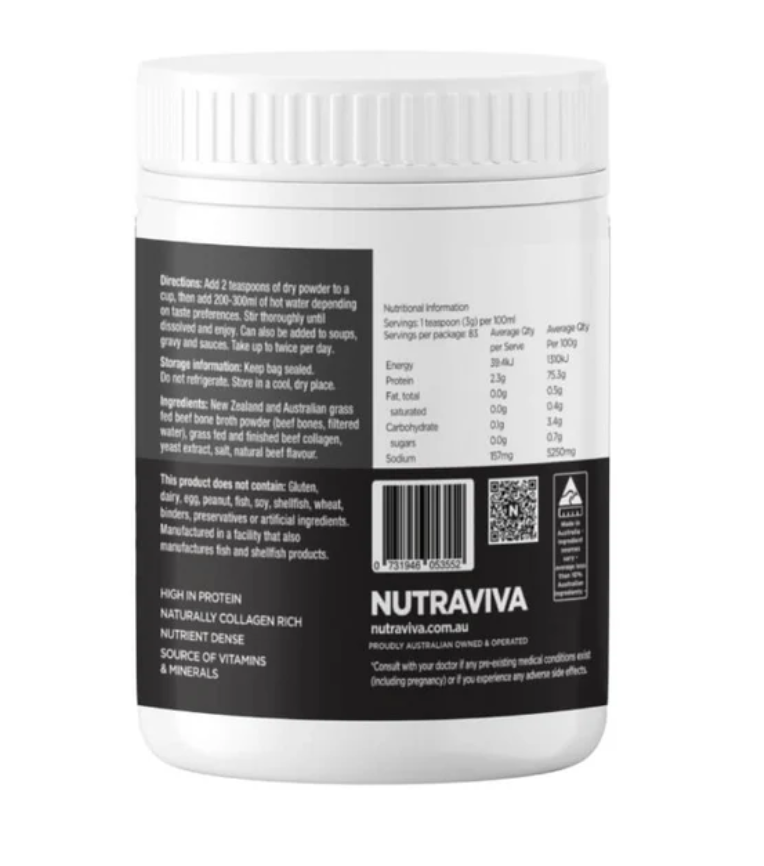 Nutraviva Beef Bone Broth Powder 250g