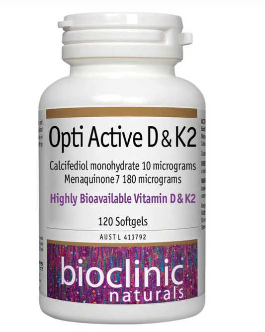 Bioclinic Naturals - Opti Active D & K2 Highly Bioavailable Vitamin D & K2 20 Softgels
