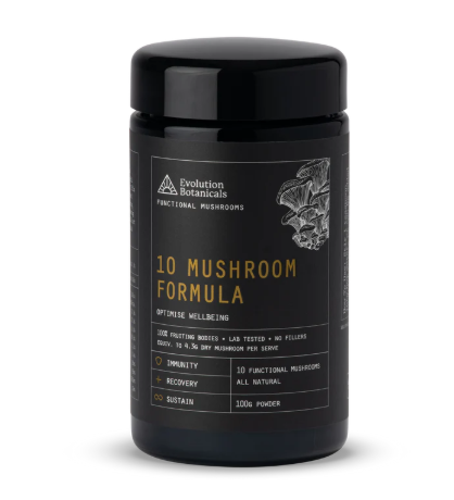 Evolution Botanicals -10 Mushroom Formula 100g Glass Jar