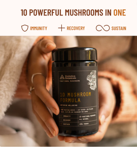 Evolution Botanicals - 10 Mushrooms 200g Resealable Pouch.