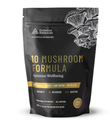 Evolution Botanicals - 10 Mushrooms 200g Resealable Pouch.