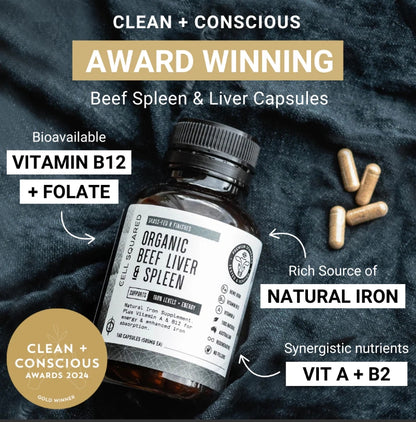 Cell Squared Organic Beef Spleen & Liver capsules
