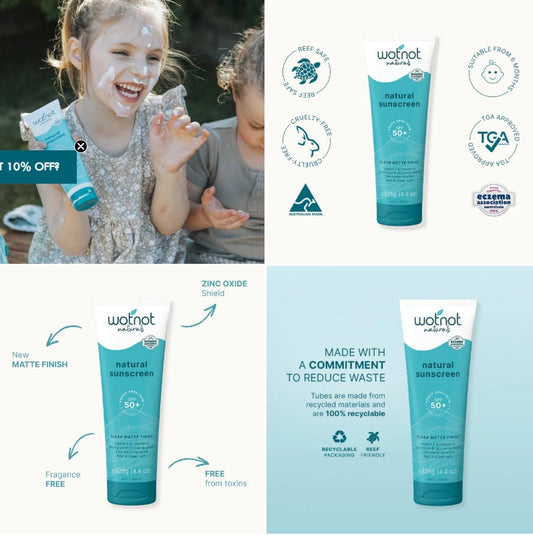 WOTNOT 50 SPF Zinc Sunscreen Face & Body